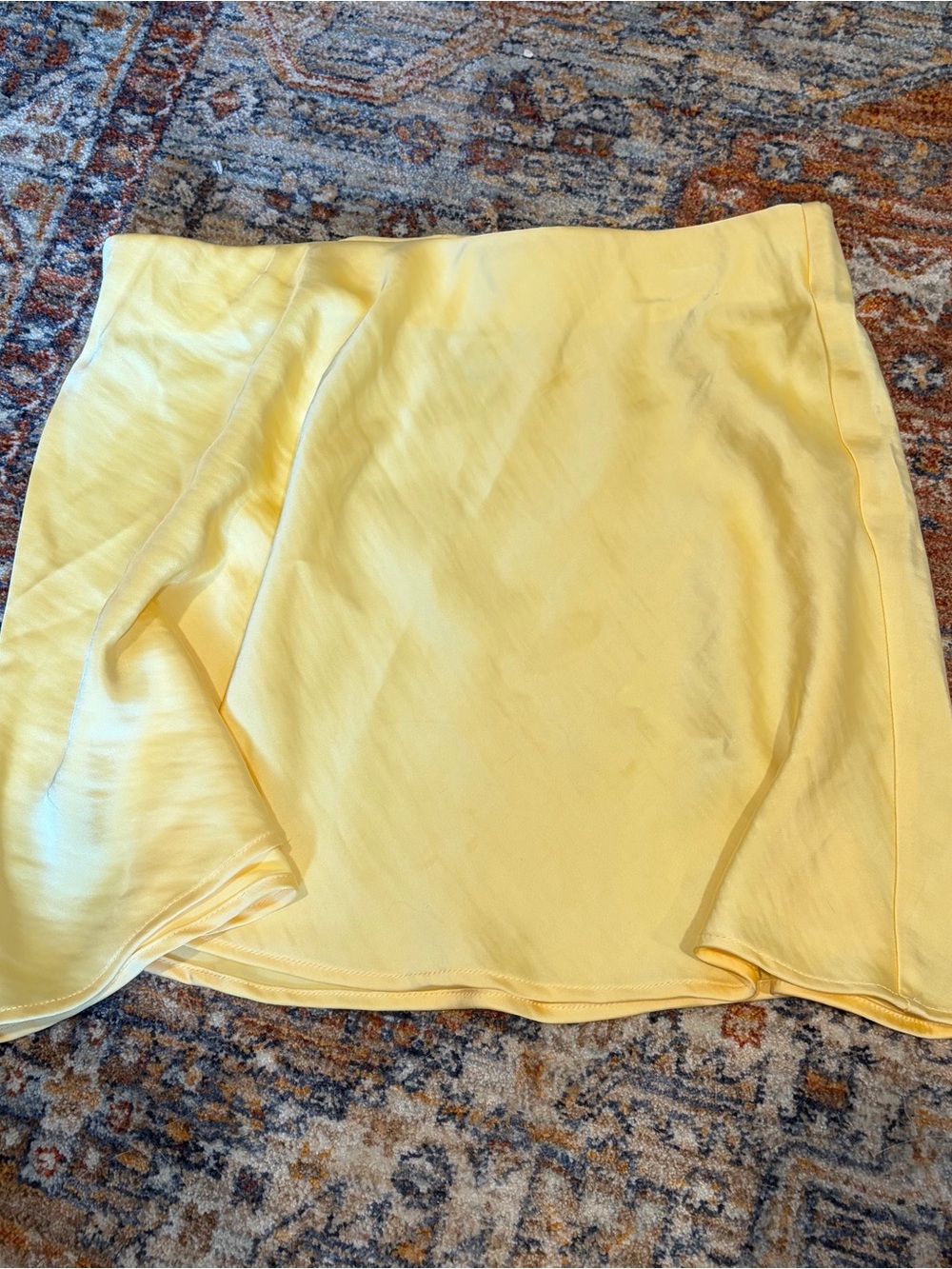 a new day Pale Yellow Satin Skirt with White Waistband
